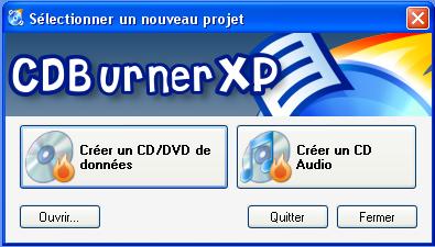 Démarrage de CDBurnerXP
