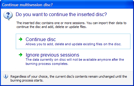Screenshot:Multisession Disc